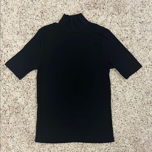 LOFT Black Ribbed Turtleneck Top